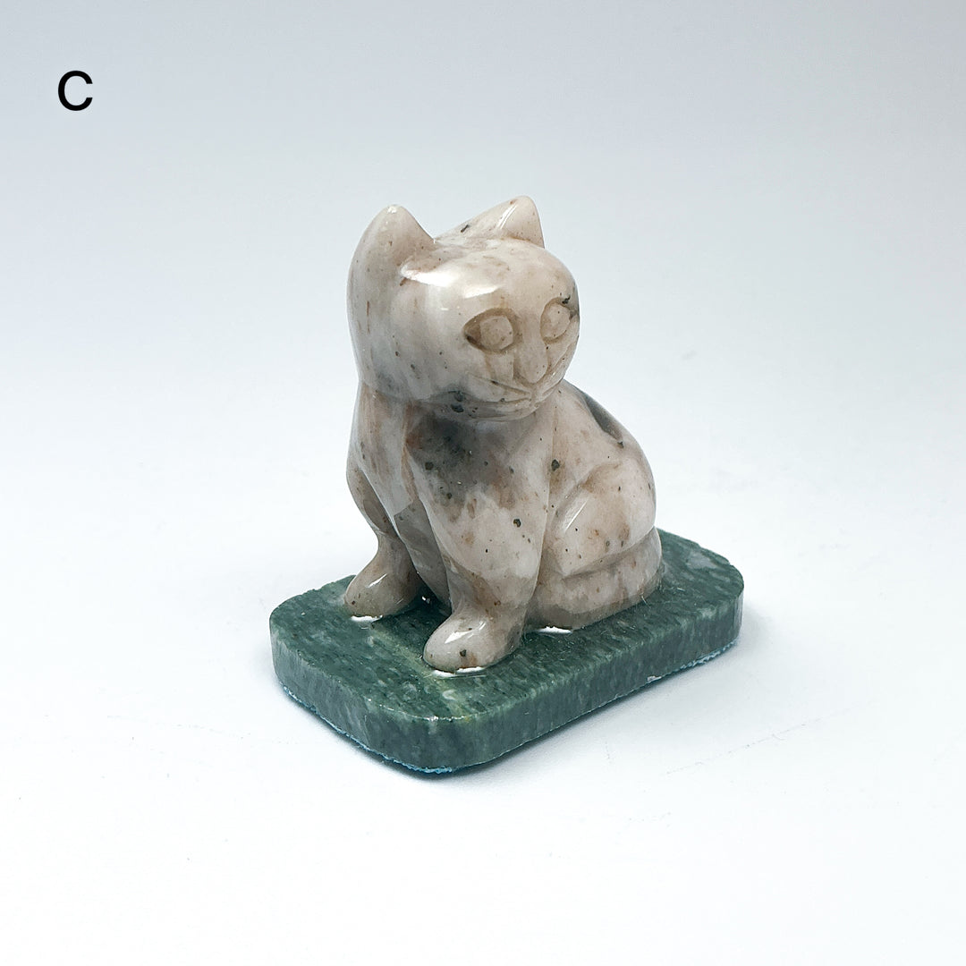 Champagne Jade Cat On Base - Rocks and Gems Canada