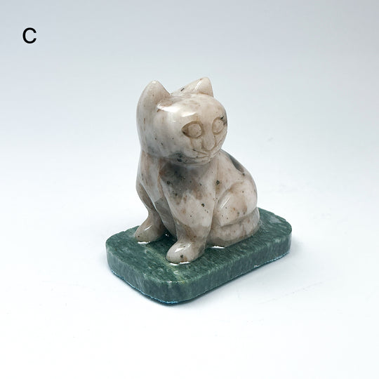 Champagne Jade Cat On Base - Rocks and Gems Canada