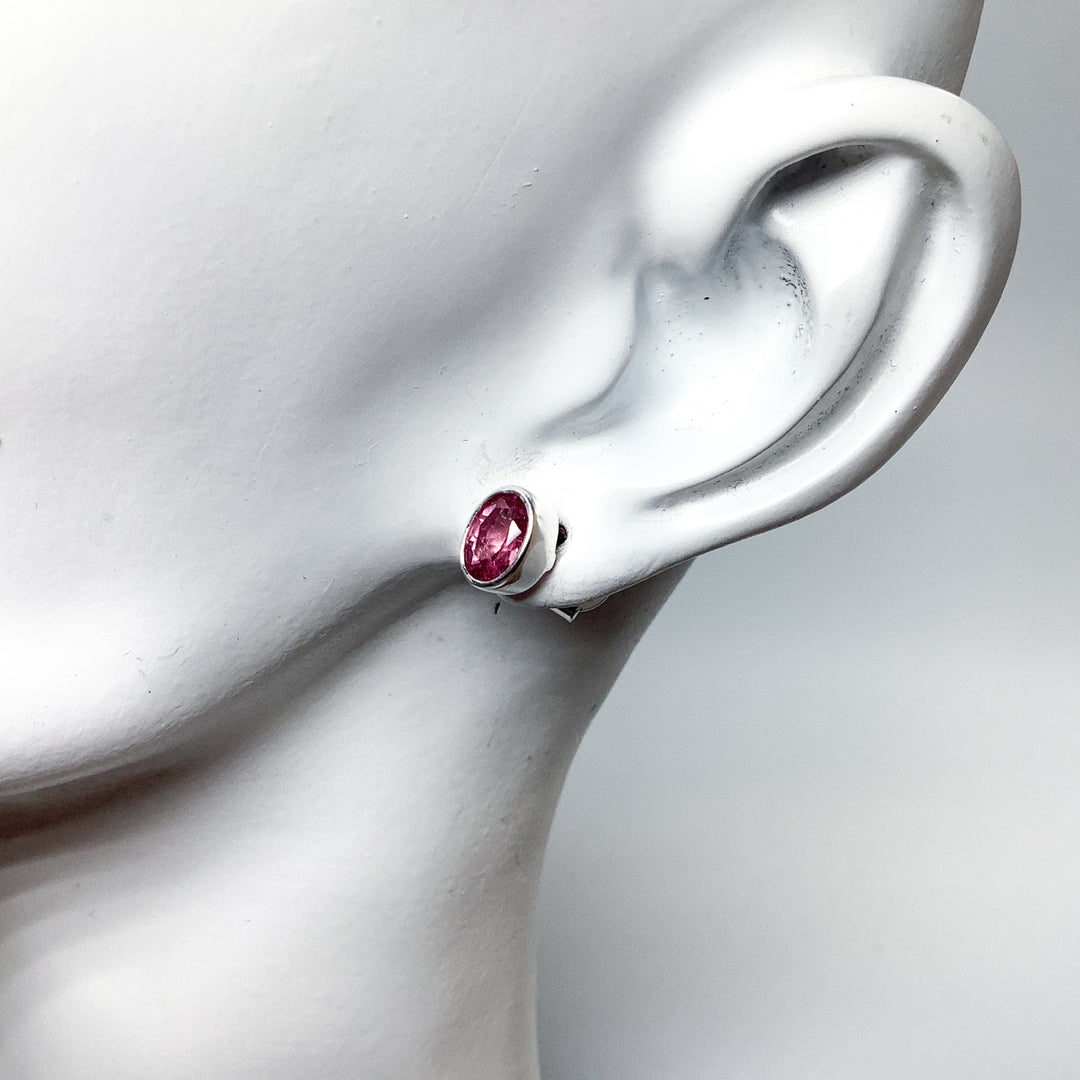 Pink Tourmaline Stud Earrings