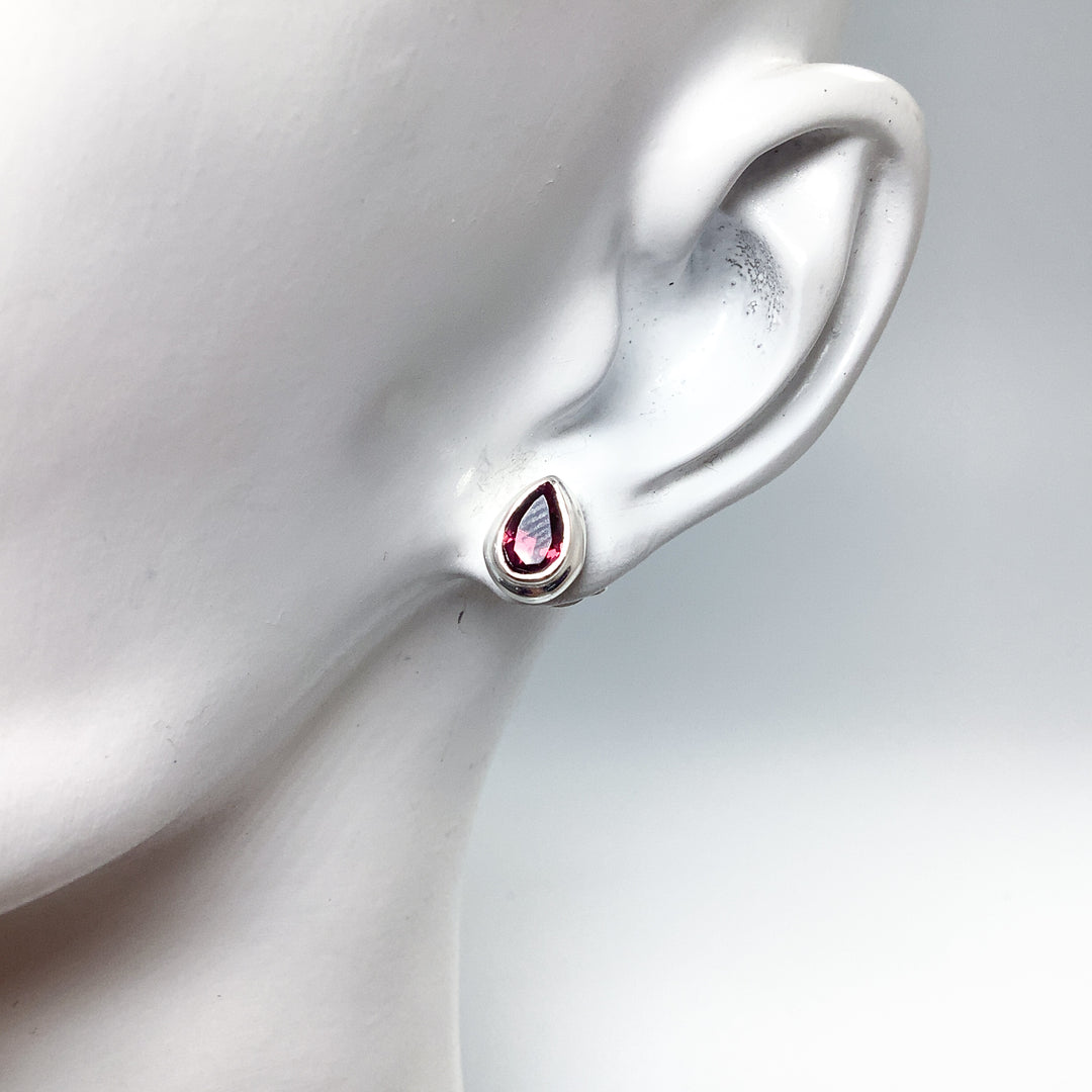 Pink Tourmaline Stud Earrings