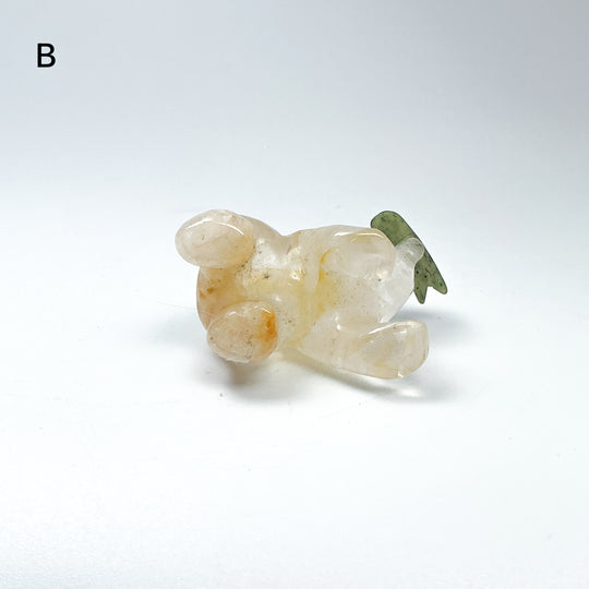 Clear Quartz Bear with Canadian Jade Fish Carving - Rocks and Gems Canada