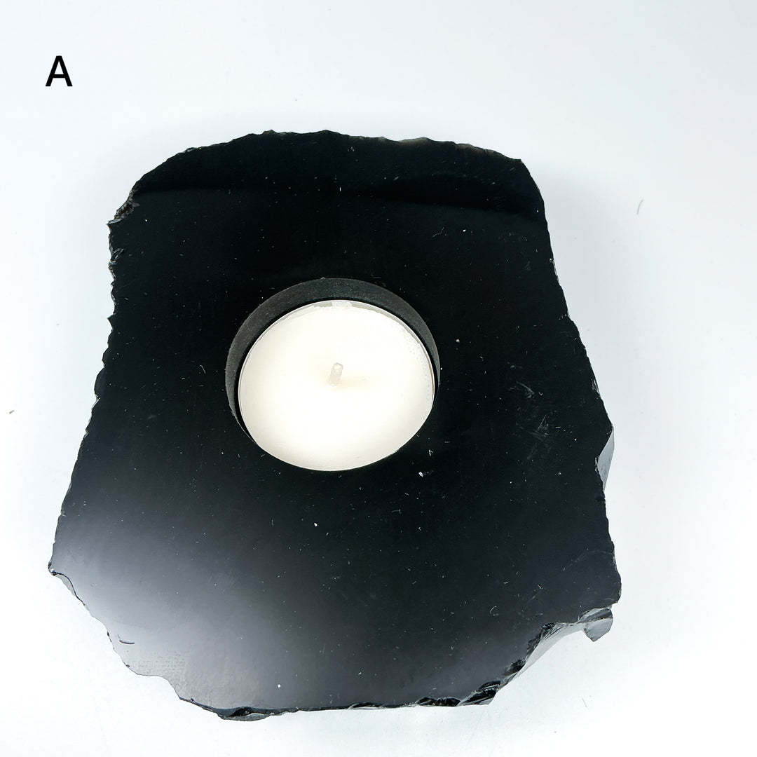 Black Obsidian Candle Holder - Rocks and Gems Canada