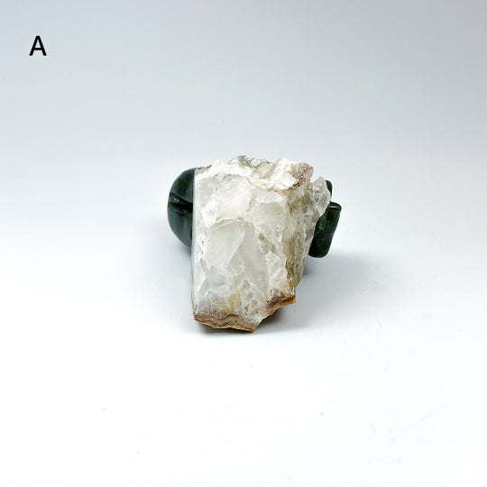 Canadian Jade Bear with Fish Carving On Quartz Base - Rocks and Gems Canada