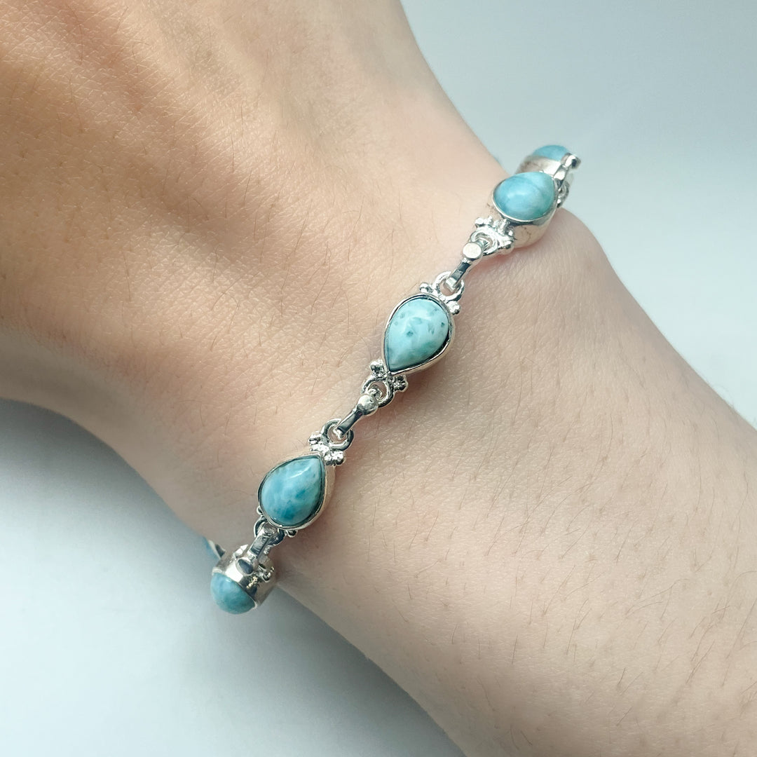 Larimar Sterling Silver Bracelet-Rocks and Gems Canada