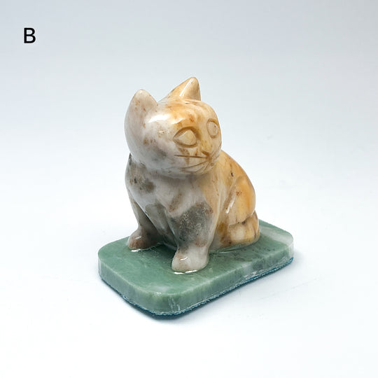 Champagne Jade Cat On Base - Rocks and Gems Canada