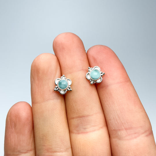 Larimar Stud Earrings-Rocks and Gems Canada