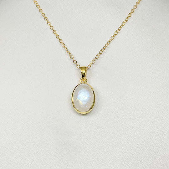 Rainbow Moonstone Gold Finish Pendant - Rocks and Gems Canada