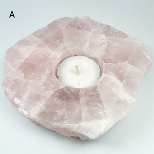 Rose Quartz Candle Holder - Rocks and Gems Canada