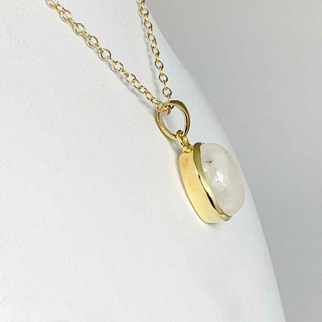 Rainbow Moonstone Gold Finish Pendant - Rocks and Gems Canada