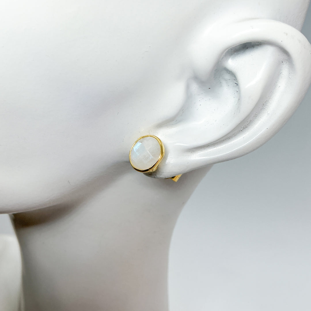 Rainbow Moonstone Stud Earrings - Rocks and Gems Canada
