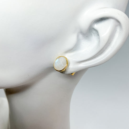 Rainbow Moonstone Stud Earrings - Rocks and Gems Canada