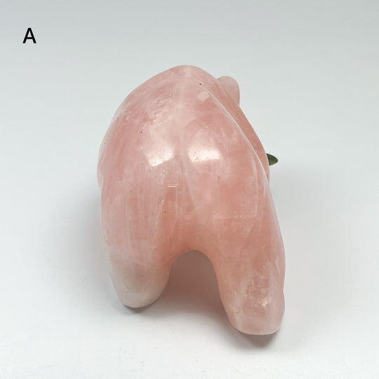 Rose Quartz Bear with Canadian Jade Fish Carving