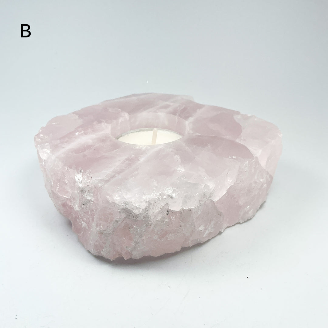 Rose Quartz Candle Holder - Rocks and Gems Canada