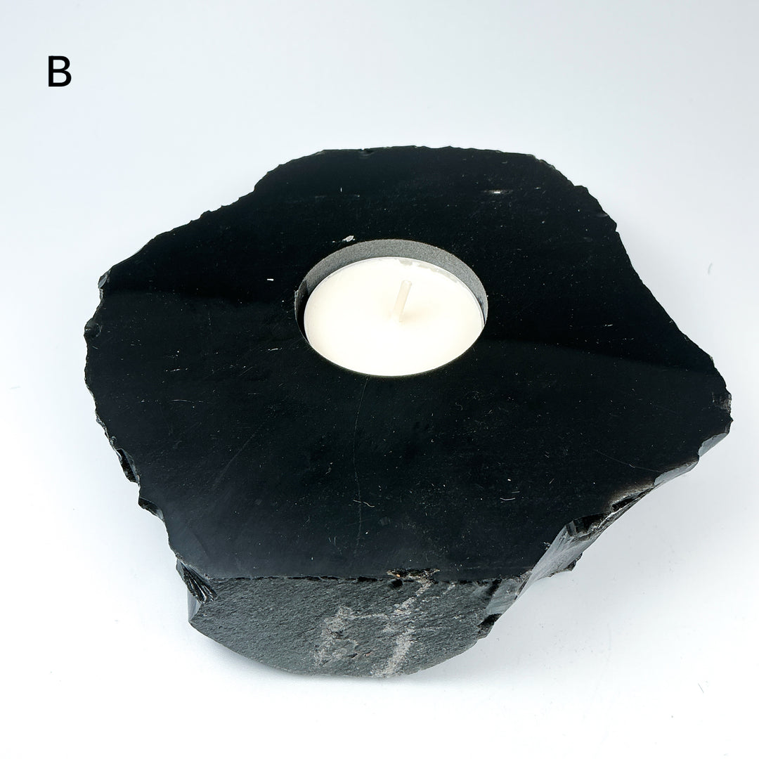 Black Obsidian Candle Holder - Rocks and Gems Canada