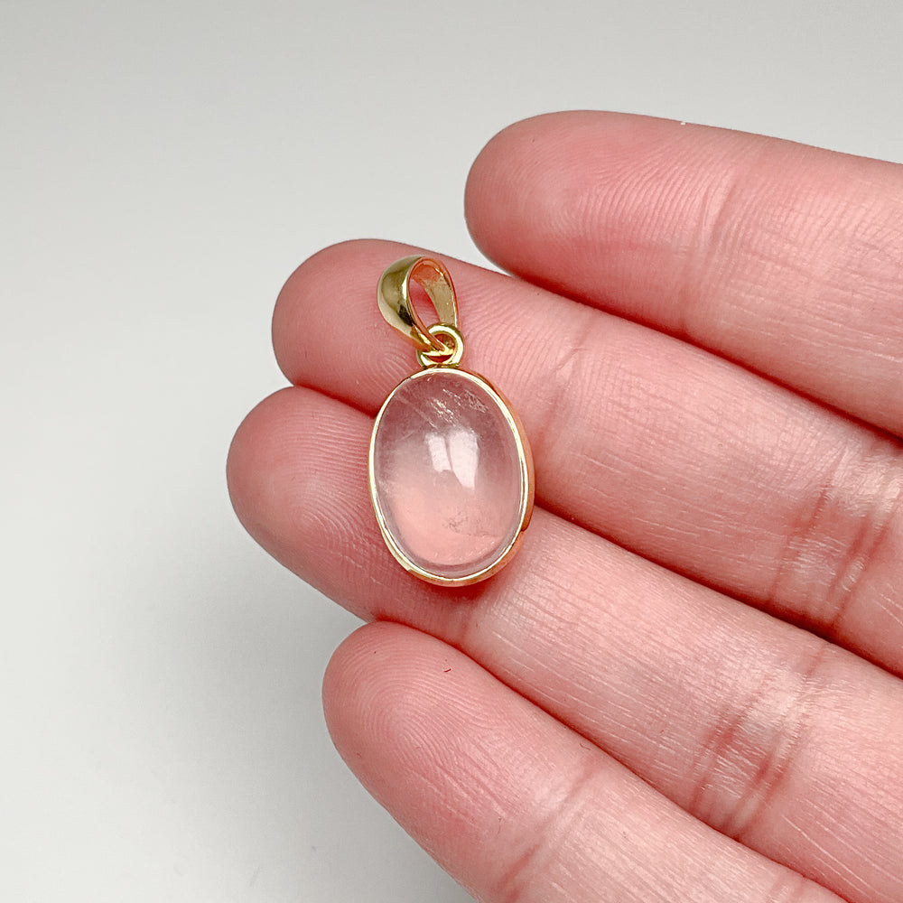 Rose Quartz Gold Finish Pendant - Rocks and Gems Canada