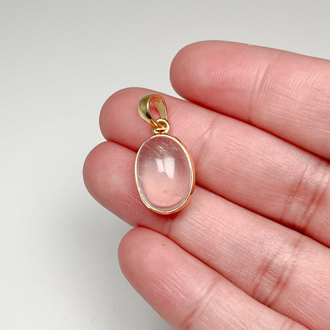 Rose Quartz Gold Finish Pendant - Rocks and Gems Canada