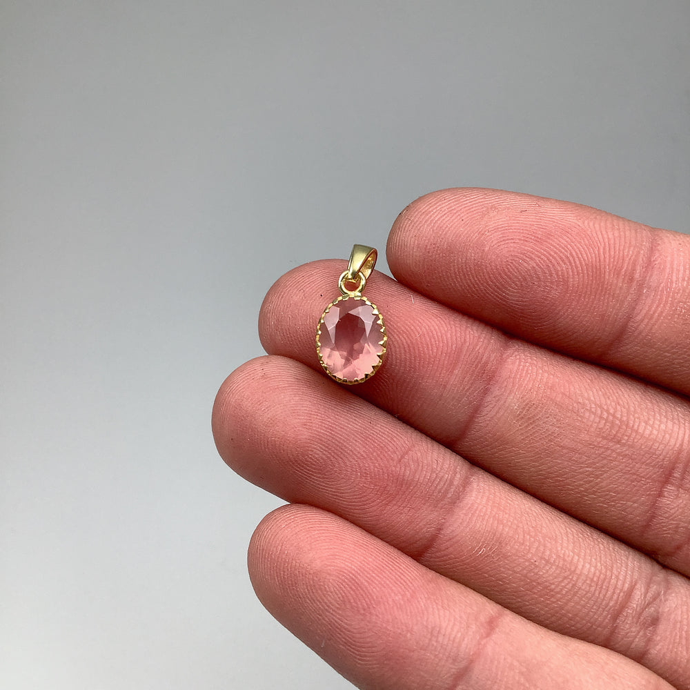 Rose Quartz Gold Finish Pendant - Rocks and Gems Canada