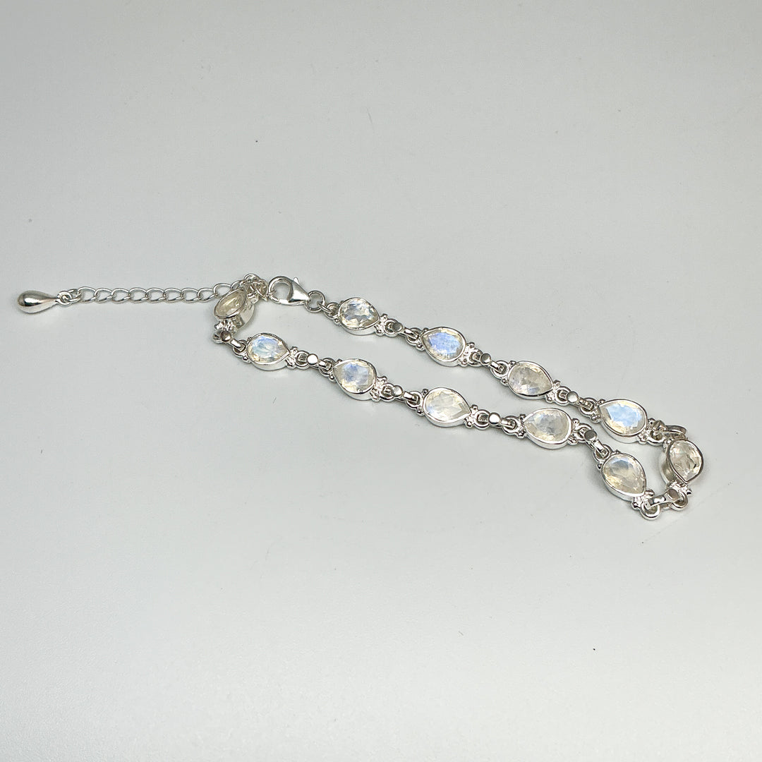 Rainbow Moonstone Sterling Silver Bracelet