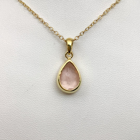 Rose Quartz Gold Finish Pendant - Rocks and Gems Canada