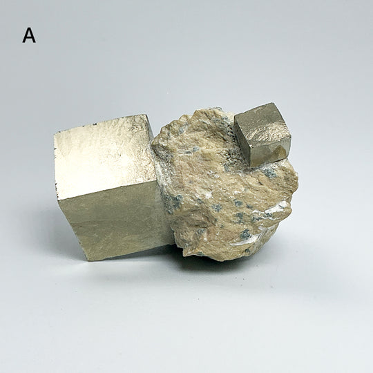 Iron Pyrite Cube in Matrix