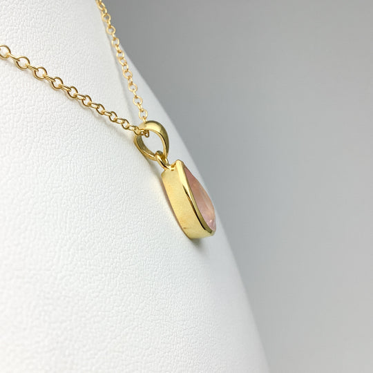 Rose Quartz Gold Finish Pendant - Rocks and Gems Canada