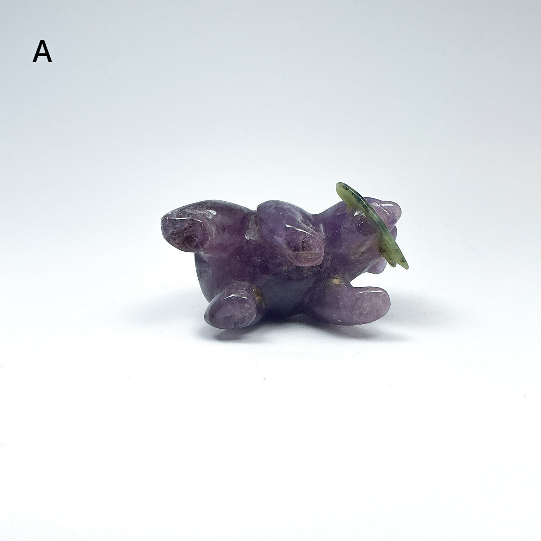 Amethyst Bear with Canadian Jade Fish Carving - Rocks and Gems Canada