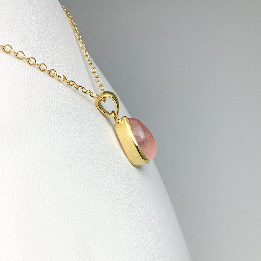 Rose Quartz Gold Finish Pendant - Rocks and Gems Canada