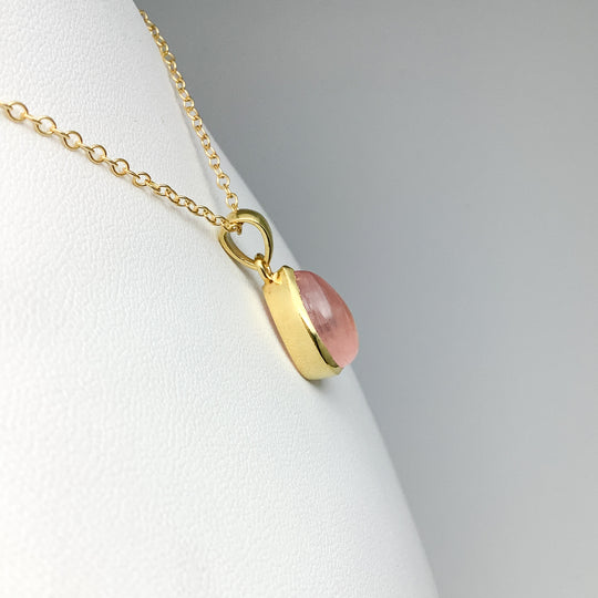 Rose Quartz Gold Finish Pendant - Rocks and Gems Canada