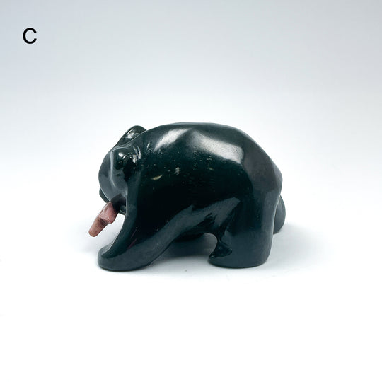 BC Jade Bear with Rhodonite Fish Carving - Rocks and Gems Canada