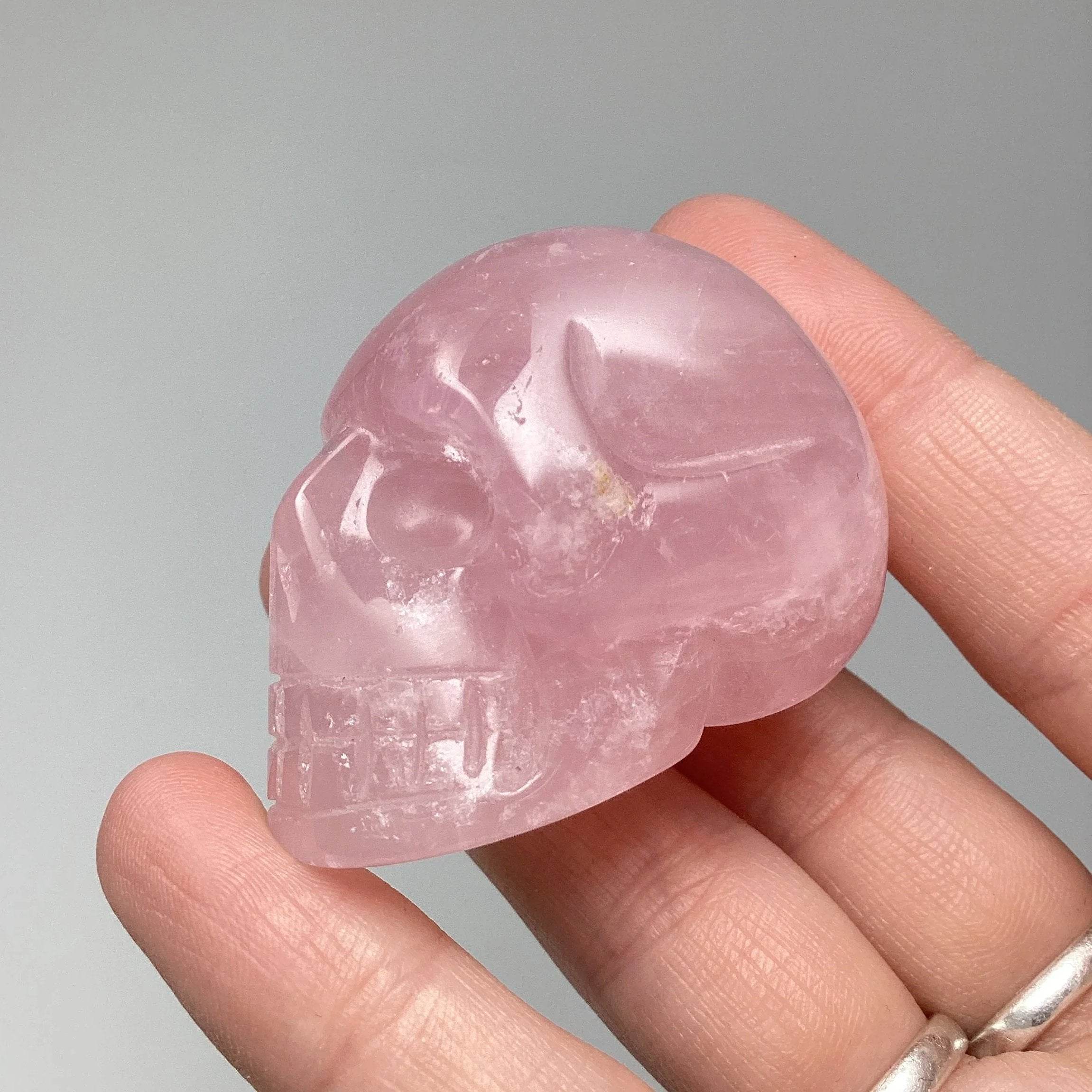 Carved Rose Quartz Skull - Rocks and Gems Canada