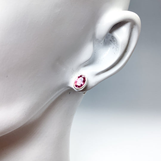 Pink Tourmaline Stud Earrings