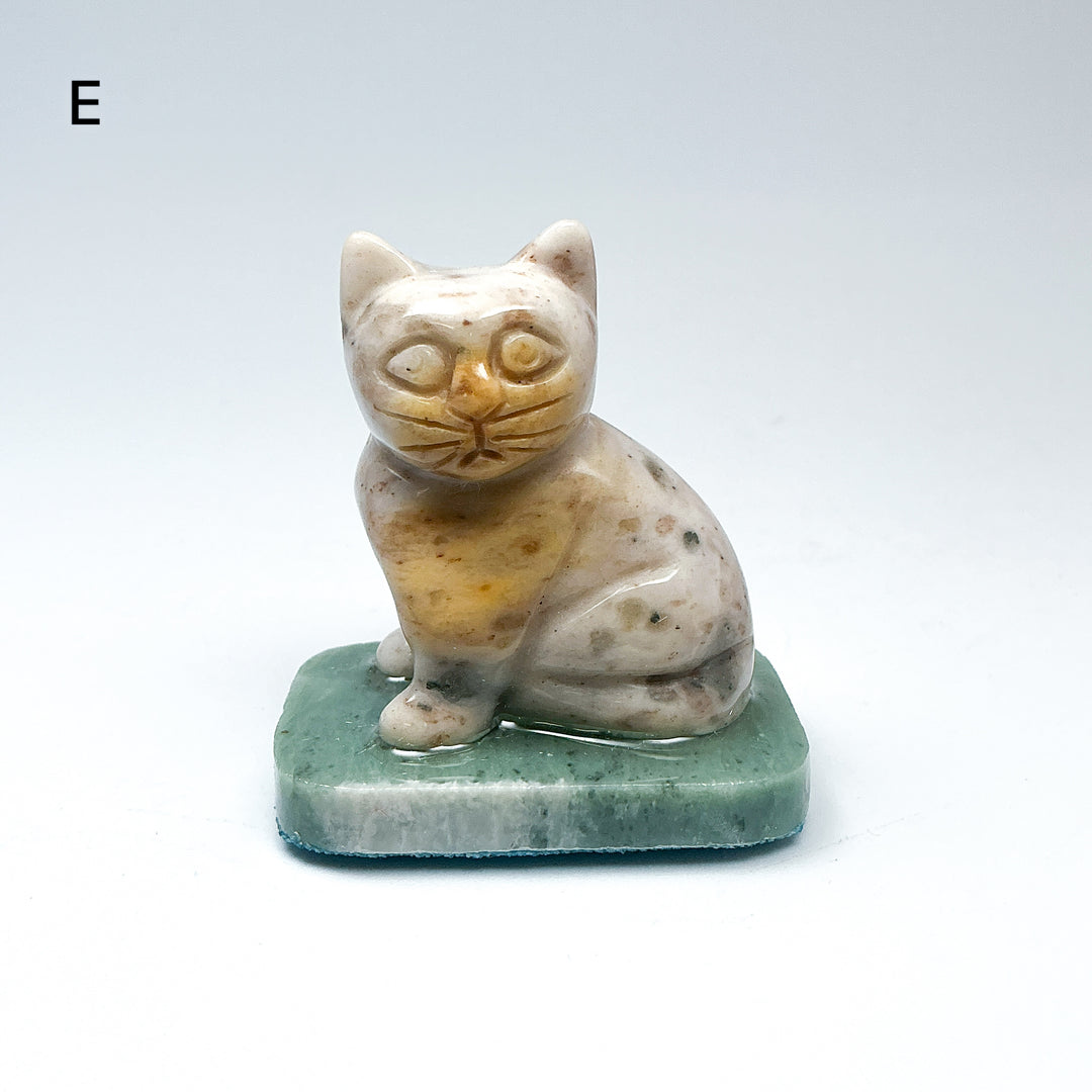 Champagne Jade Cat On Base - Rocks and Gems Canada
