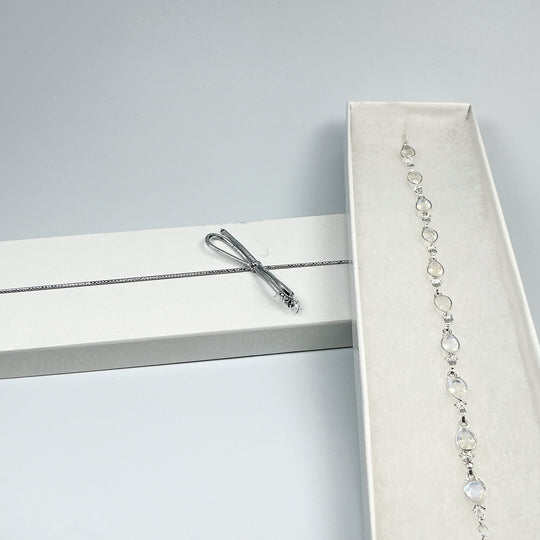 Rainbow Moonstone Sterling Silver Bracelet