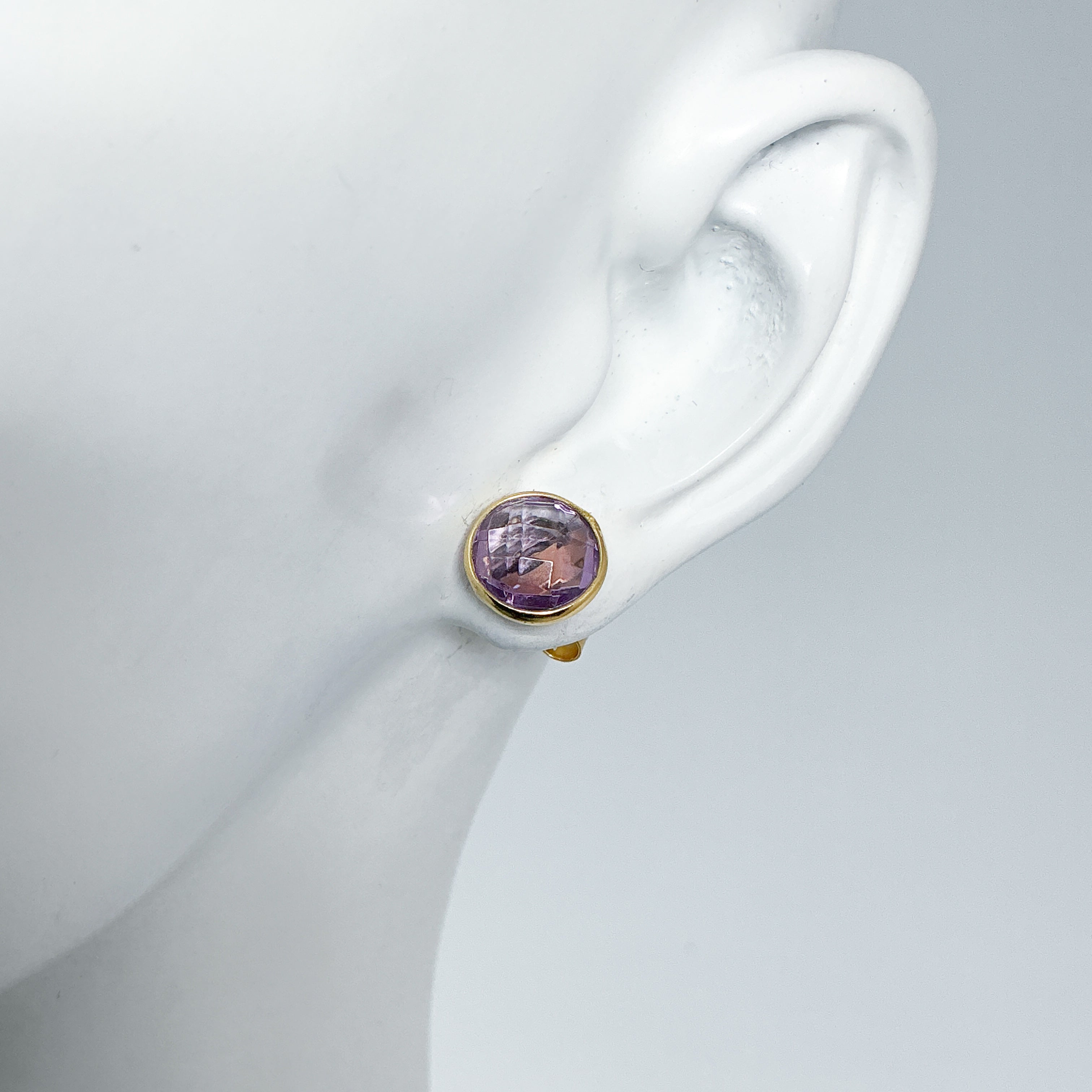 Gold Plated Amethyst Stud Earrings - Rocks and Gems Canada