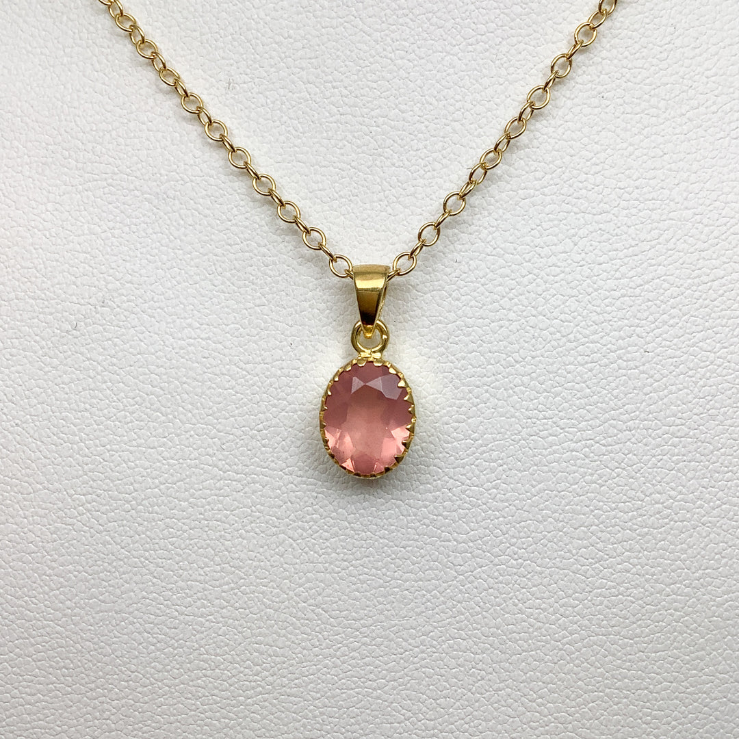 Rose Quartz Gold Finish Pendant - Rocks and Gems Canada