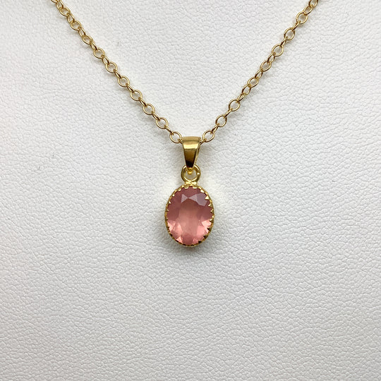Rose Quartz Gold Finish Pendant - Rocks and Gems Canada