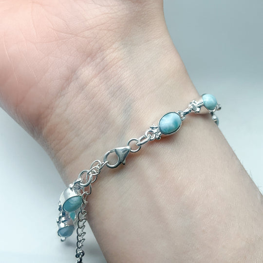 Larimar Sterling Silver Bracelet-Rocks and Gems Canada