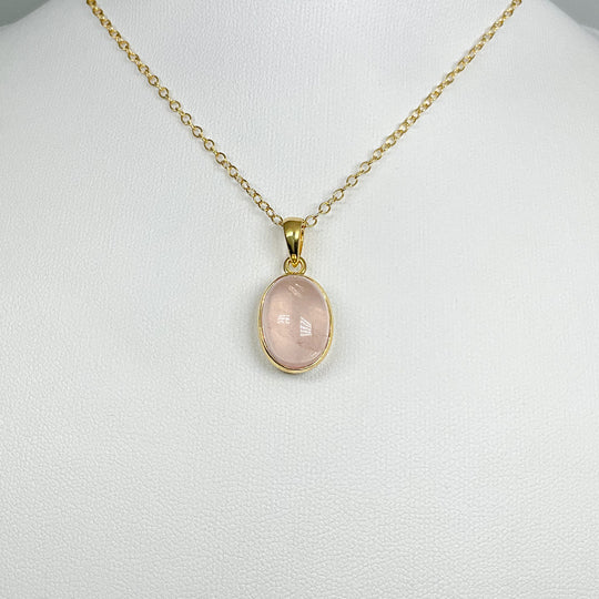 Rose Quartz Gold Finish Pendant - Rocks and Gems Canada
