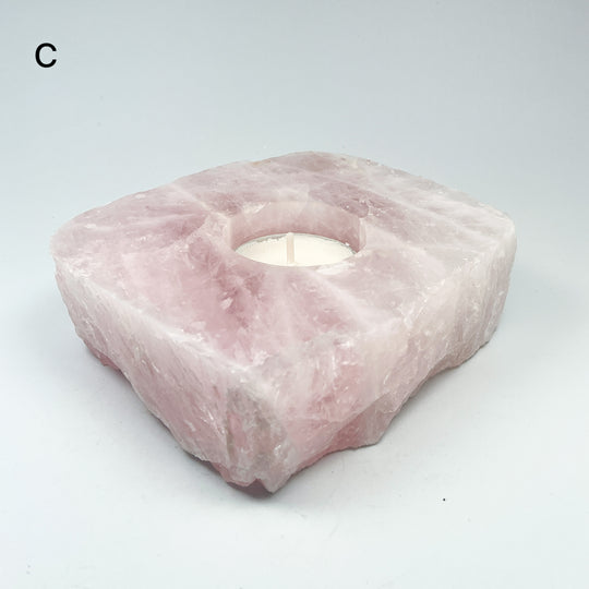 Rose Quartz Candle Holder - Rocks and Gems Canada