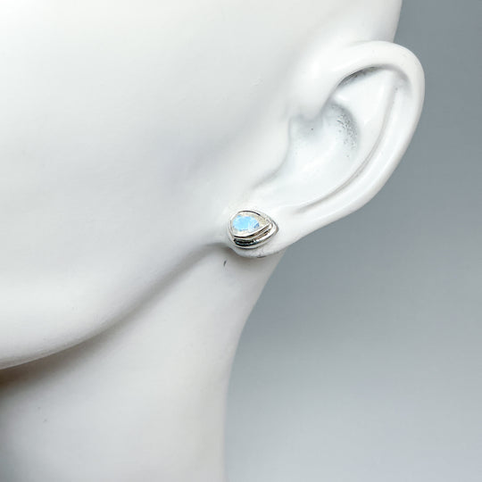 Rainbow Moonstone Stud Earrings - Rocks and Gems Canada