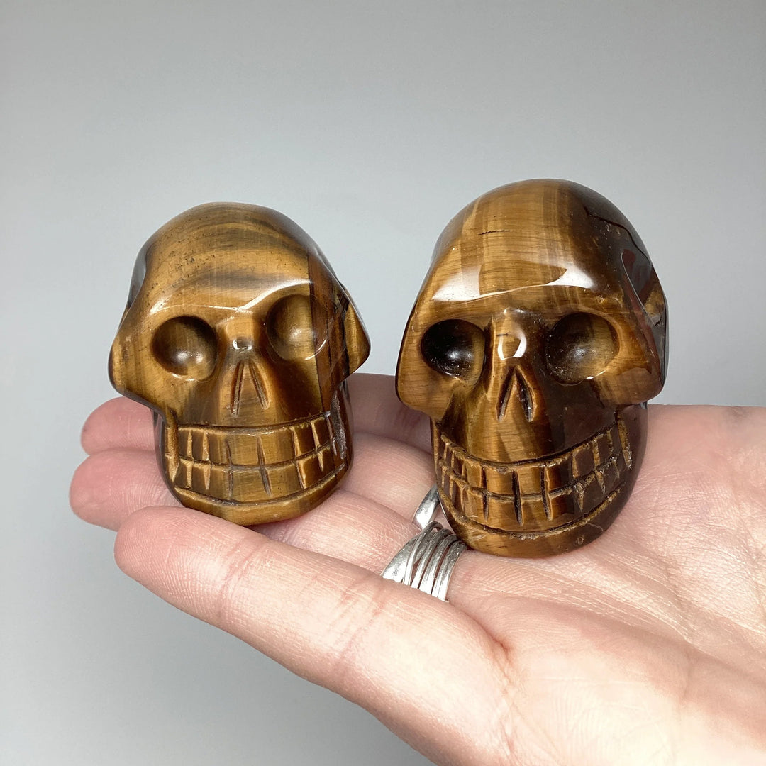 Carved Tiger Eye Skull - Rocks and Gems Canada