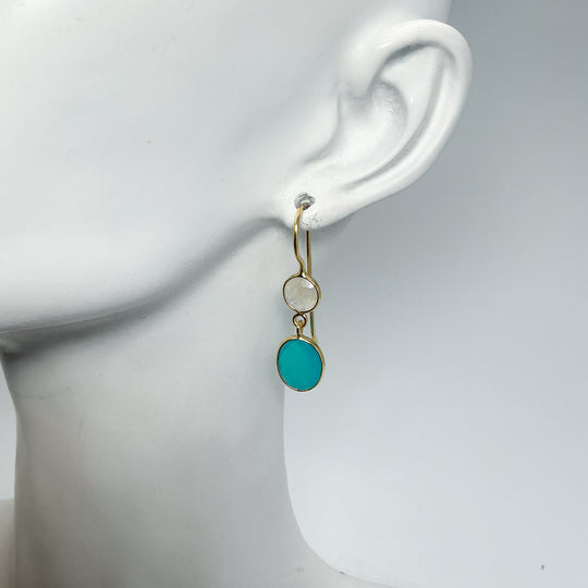 Blue Onyx and Moonstone Dangle Earrings - Rocks and Gems Canada