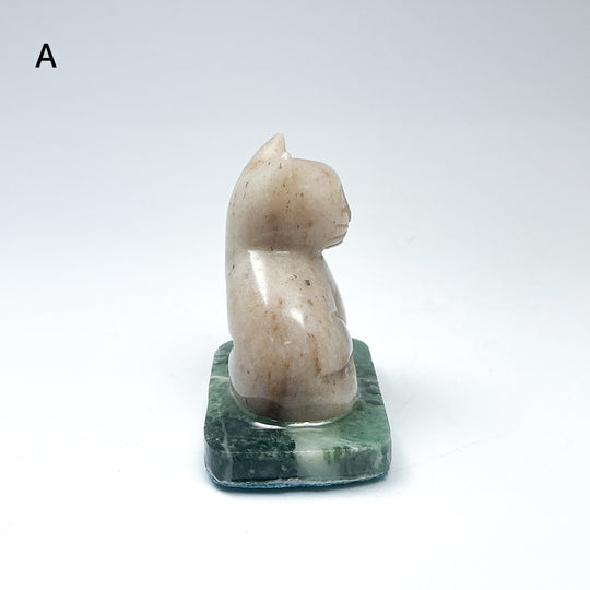 Champagne Jade Cat On Base - Rocks and Gems Canada