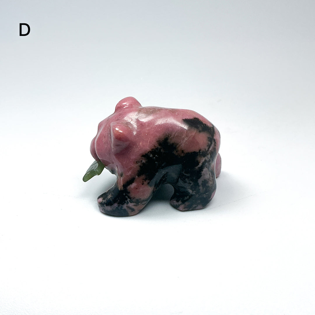Rhodonite Bear with Canadian Jade Fish Carving - Rocks and Gems Canada
