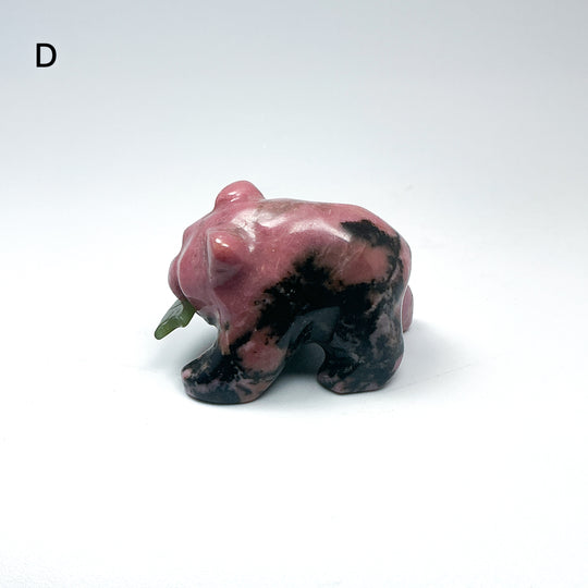 Rhodonite Bear with Canadian Jade Fish Carving - Rocks and Gems Canada