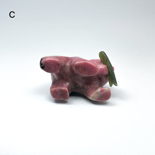 Rhodonite Bear with Canadian Jade Fish Carving - Rocks and Gems Canada