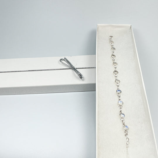 Rainbow Moonstone Sterling Silver Bracelet