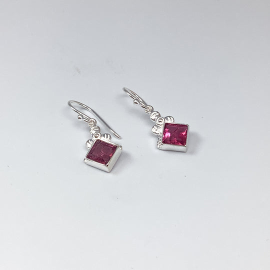 Pink Tourmaline Dangle Earrings
