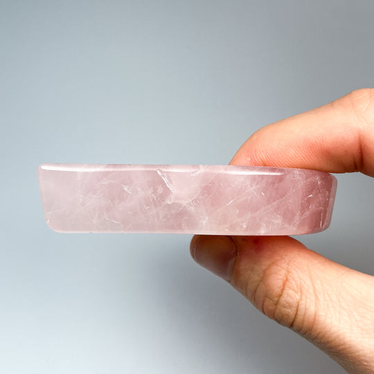 Carved Rose Quartz Cat Bowl - Rocks and Gems Canada