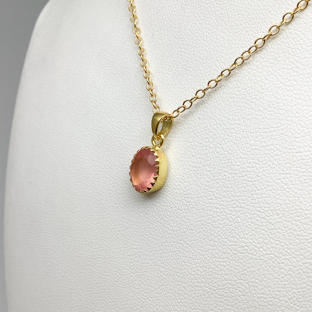 Rose Quartz Gold Finish Pendant - Rocks and Gems Canada